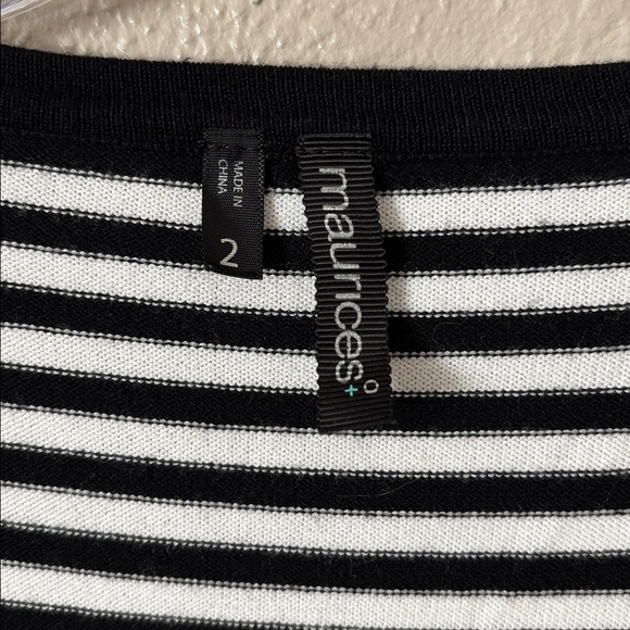 Maurice’s Plus Button Up Striped Cardigan 2X Black/Blue/White - Picture 2 of 4